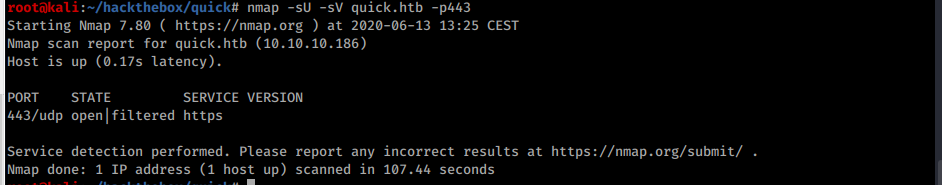 UDP scan, port 443