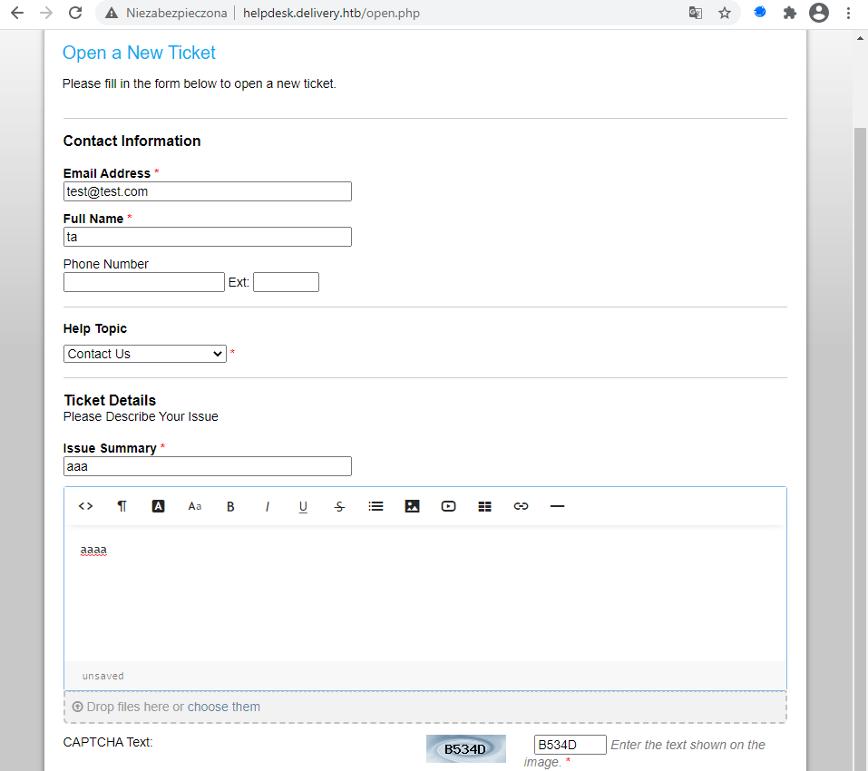 Create helpdesk ticket