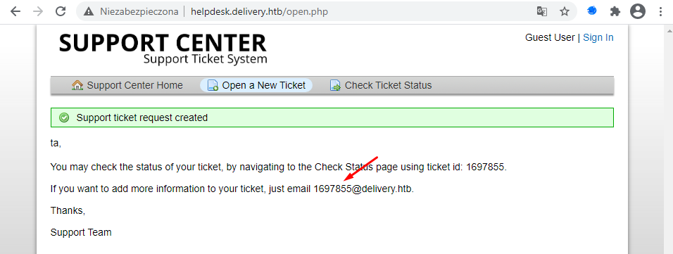Ticket’s temporary e\-mail