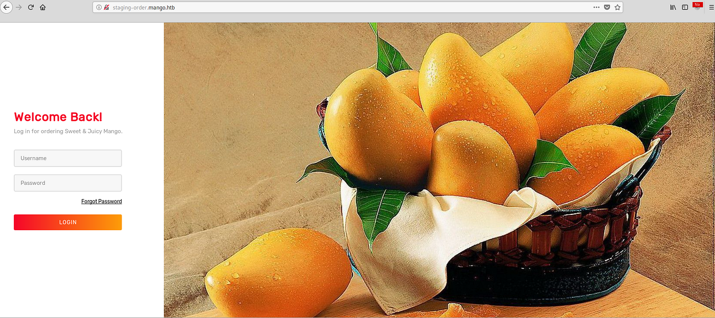 Mango login page