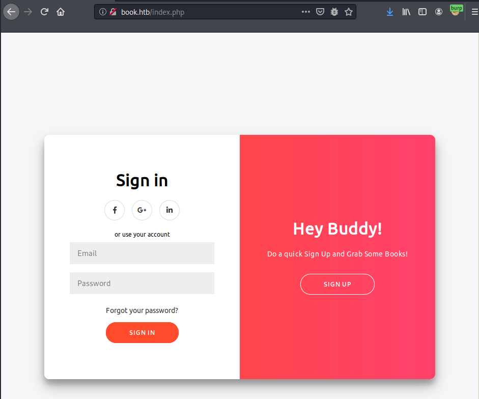 Book\.htb main page